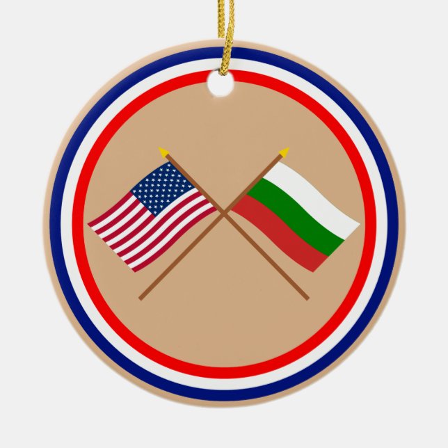 US och Bulgarien korsad flaggor Julgransprydnad Keramik (Framsidan)