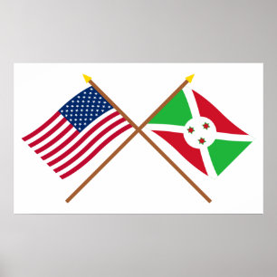 US och Burundi korsad flaggor Poster