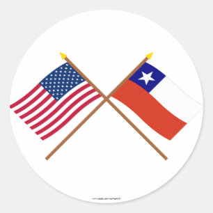 US och Chile korsad flaggor Runt Klistermärke