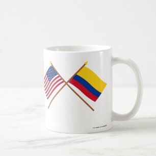 US och Colombia korsad flaggor Kaffemugg