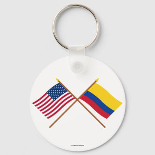 US och Colombia korsad flaggor Nyckelring
