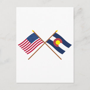 US och Colorado Crossed Flaggor Vykort