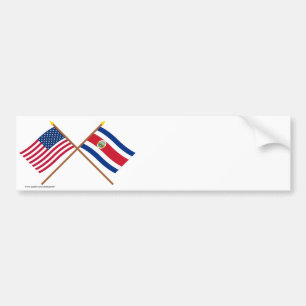 US och Costa Rica korsad flaggor Bildekal