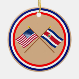 US och Costa Rica korsad flaggor Julgransprydnad Keramik