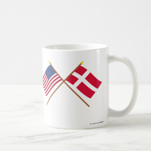 US och Danmark korsad flaggor Kaffemugg