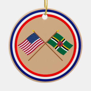 US och Dominica korsad flaggor Julgransprydnad Keramik