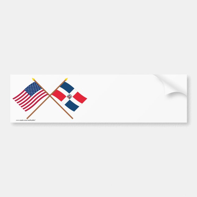 US och Dominikanska republiken korsad flaggor Bildekal (Framsidan)