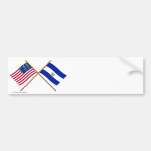 US och El Salvador korsad flaggor Bildekal