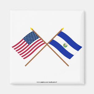 US och El Salvador korsad flaggor Magnet