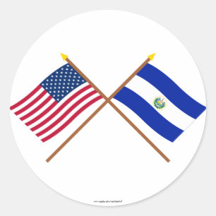 US och El Salvador korsad flaggor Runt Klistermärke