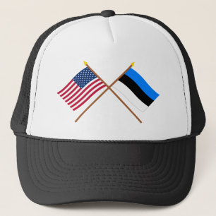 US och Estland korsad flaggor Keps