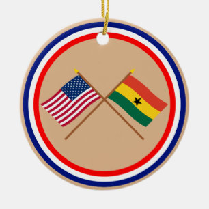 US och Ghana korsad flaggor Julgransprydnad Keramik