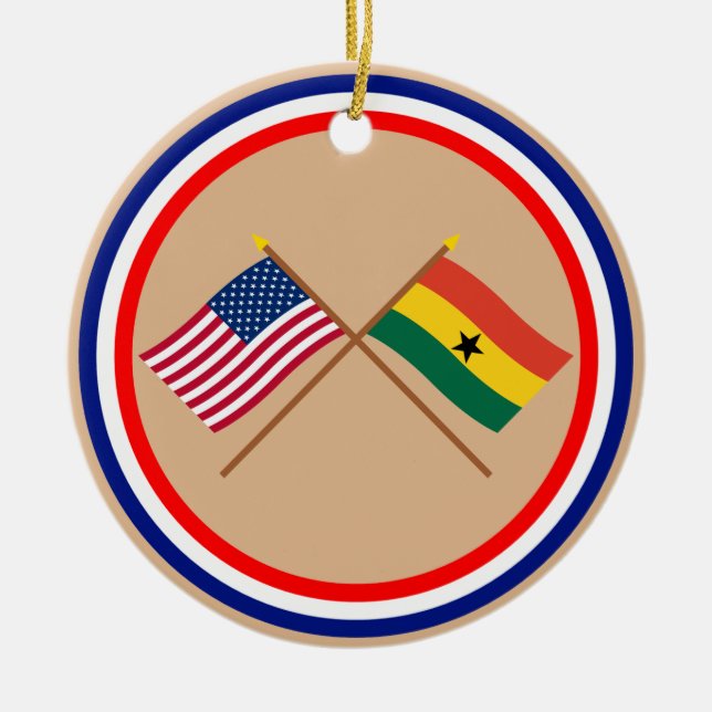 US och Ghana korsad flaggor Julgransprydnad Keramik (Framsidan)