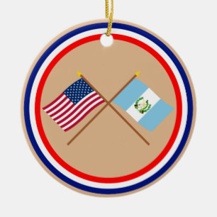 US och Guatemala korsad flaggor Julgransprydnad Keramik