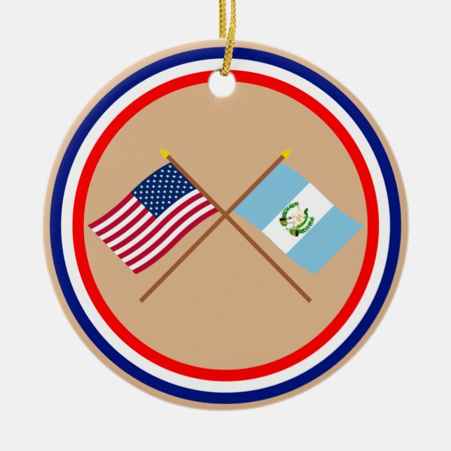 US och Guatemala korsad flaggor Julgransprydnad Keramik (Framsidan)
