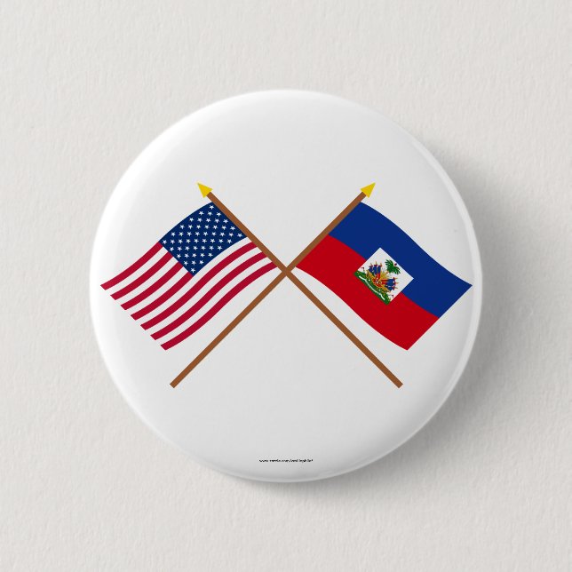 US och Haiti korsad flaggor Knapp (Framsida)
