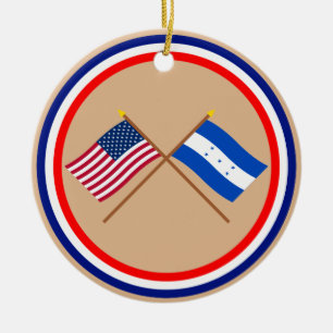 US och Honduras korsad flaggor Julgransprydnad Keramik