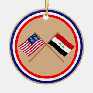 US och Irak korsad flaggor Julgransprydnad Keramik