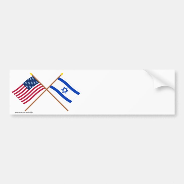 US och Israel korsad flaggor Bildekal (Framsidan)