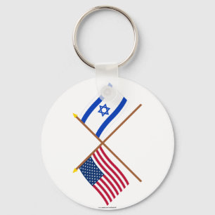 US och Israel korsad flaggor Nyckelring