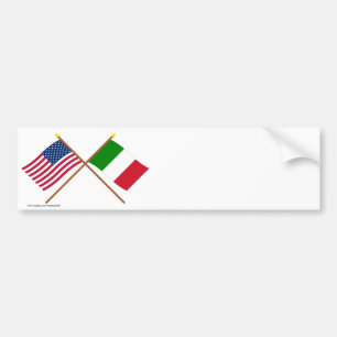 US och italien korsad flaggor Bildekal