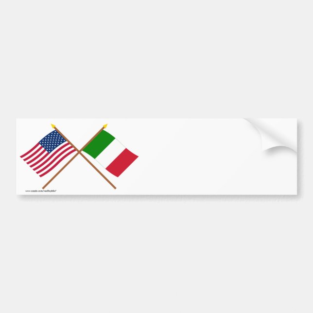 US och italien korsad flaggor Bildekal (Framsidan)