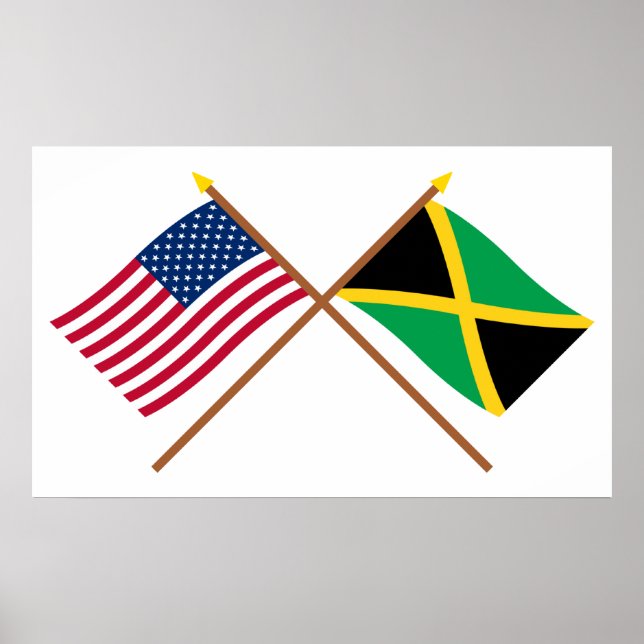 US och Jamaica Crossed Flaggor Poster (Framsidan)