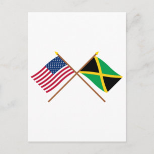 US och Jamaica Crossed Flaggor Vykort