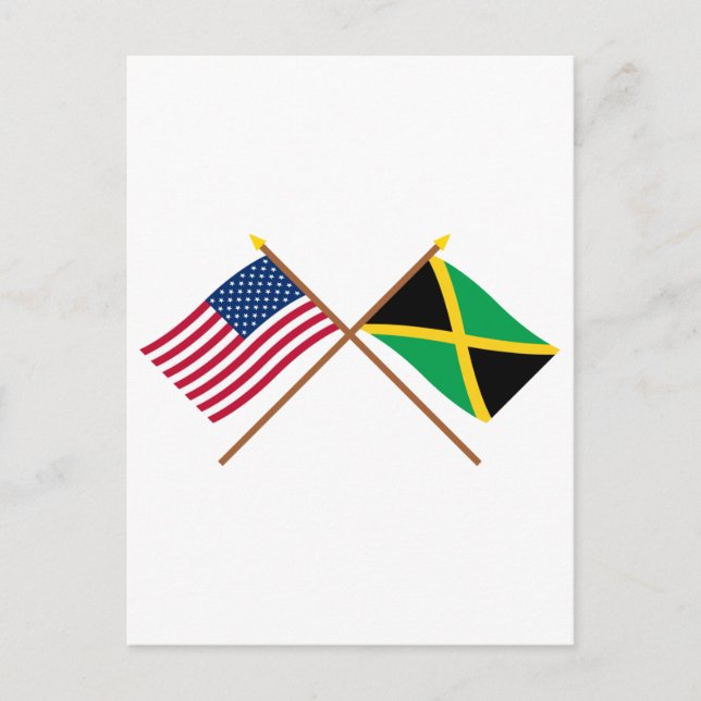 US och Jamaica Crossed Flaggor Vykort (Framsida)