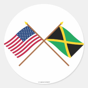 US och Jamaica korsad flaggor Runt Klistermärke