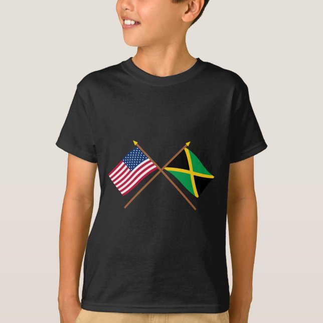 US och Jamaica korsad flaggor Tee Shirt (Framsida)