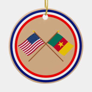US och Kamerun korsad flaggor Julgransprydnad Keramik