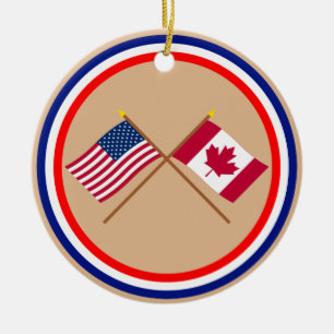 US och Kanada korsad flaggor Julgransprydnad Keramik