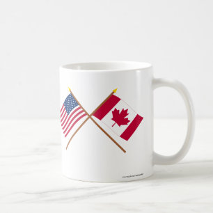 US och Kanada korsad flaggor Kaffemugg