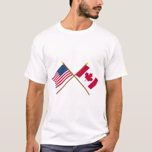 US och Kanada korsad flaggor T-shirt