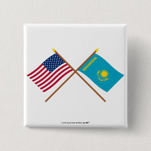 US och Kasakhstan korsad flaggor Knapp