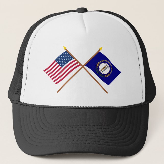 US och Kentucky korsad flaggor Truckerkeps (Framsida)