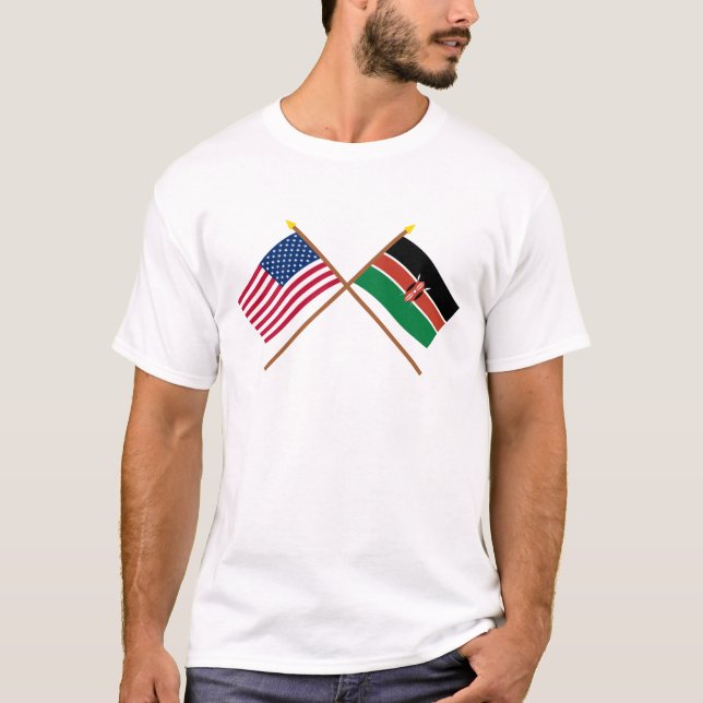 US och Kenya korsad flaggor T Shirt (Framsida)