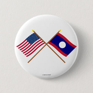 US och Laos korsad flaggor Knapp