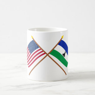 US och lesothisk korsad flaggor Kaffemugg