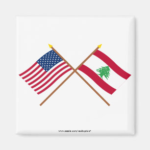 US och Libanon korsad flaggor Magnet