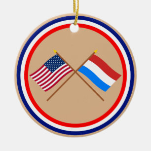 US och Luxembourg korsad flaggor Julgransprydnad Keramik