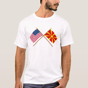US och Makedonien korsad flaggor T-shirt