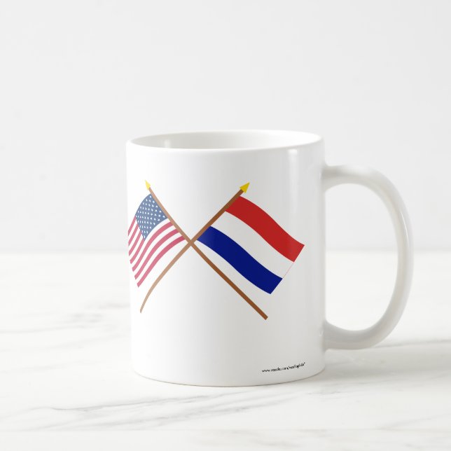 US och Nederländerna korsad flaggor Kaffemugg (Höger)