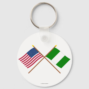 US och Nigeria korsad flaggor Nyckelring