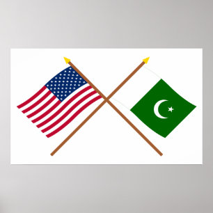US och Pakistan korsad flaggor Poster