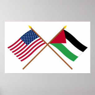 US och palestinsk rörelse korsad flaggor Poster