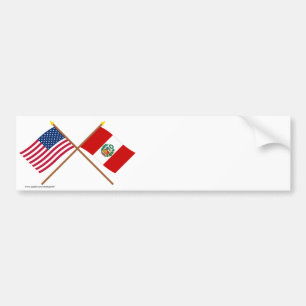 US och Peru korsad flaggor Bildekal