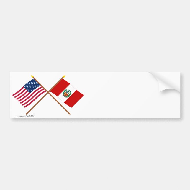 US och Peru korsad flaggor Bildekal (Framsidan)