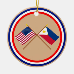 US och Philippines korsad flaggor Julgransprydnad Keramik